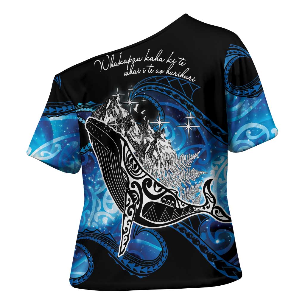 Maori Matariki Te Araroa Paikea Starry Cross Shoulder Shirt Tangaroa Whakatauki LT7 - Polynesian Pride
