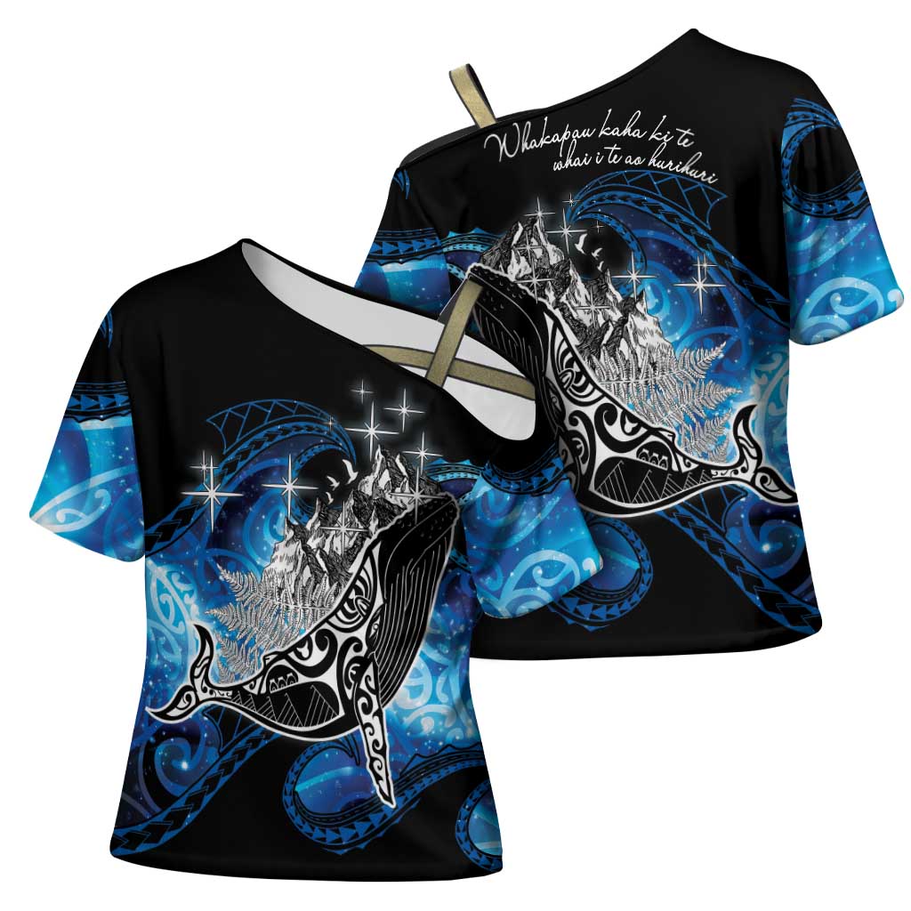 Maori Matariki Te Araroa Paikea Starry Cross Shoulder Shirt Tangaroa Whakatauki LT7 - Polynesian Pride