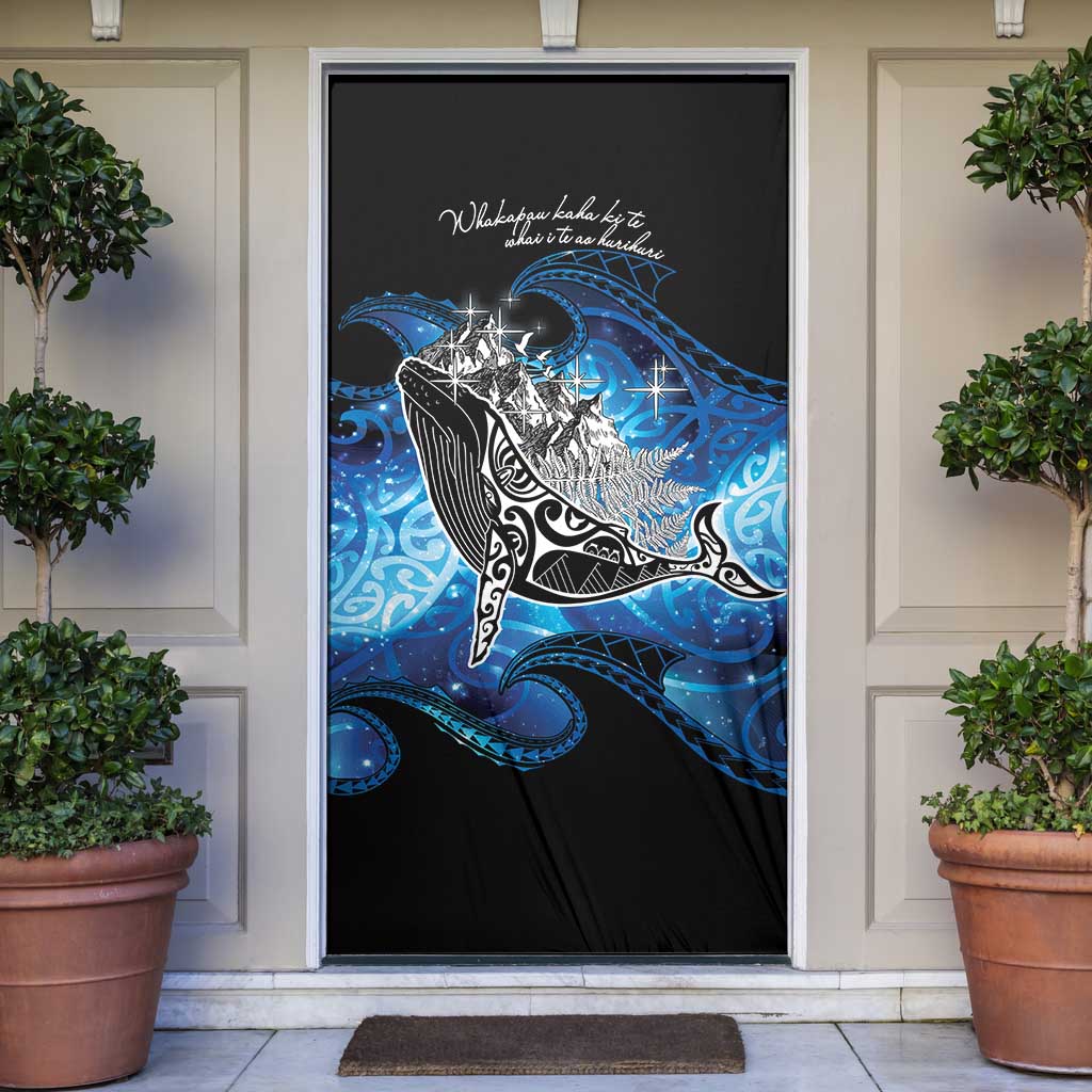 Maori Matariki Te Araroa Paikea Starry Door Cover Tangaroa Whakatauki LT7 Black - Polynesian Pride