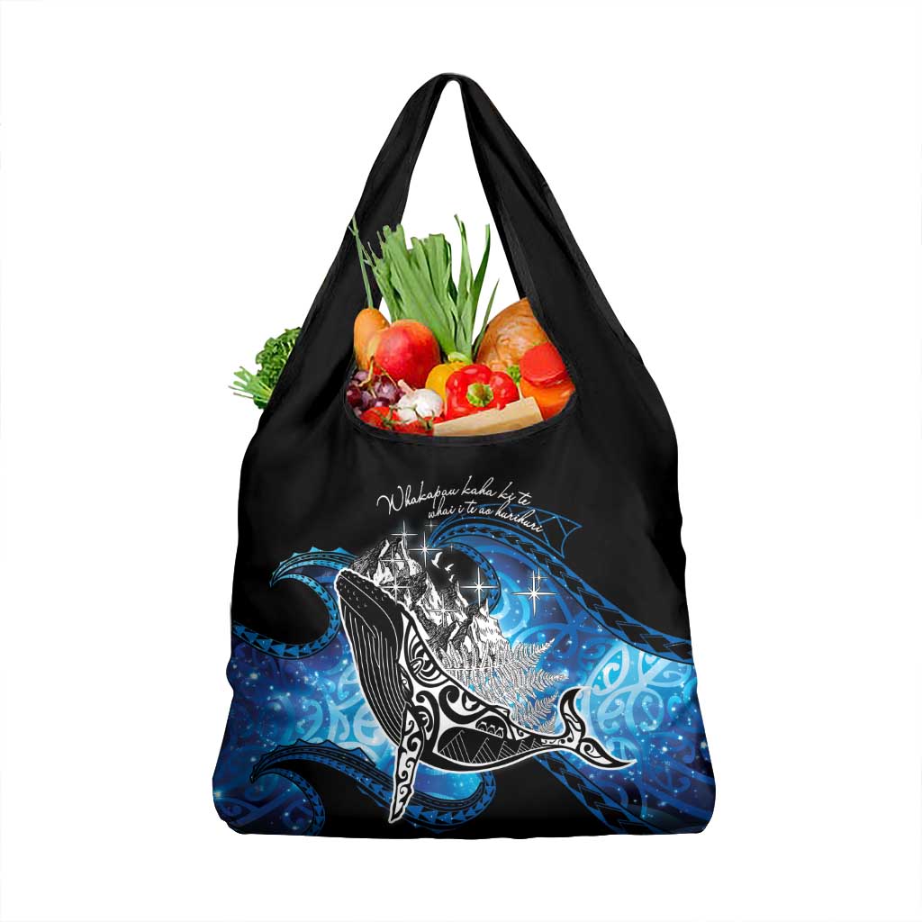 Maori Matariki Te Araroa Paikea Starry Grocery Bag Tangaroa Whakatauki LT7 1-pack One Size Black - Polynesian Pride