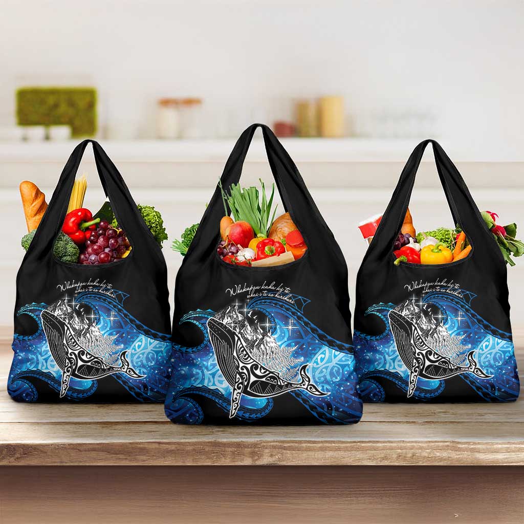 Maori Matariki Te Araroa Paikea Starry Grocery Bag Tangaroa Whakatauki LT7 3-pack One Size Black - Polynesian Pride