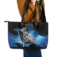 Maori Matariki Te Araroa Paikea Starry Leather Tote Bag Tangaroa Whakatauki LT7 - Polynesian Pride