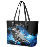 Maori Matariki Te Araroa Paikea Starry Leather Tote Bag Tangaroa Whakatauki LT7 - Polynesian Pride