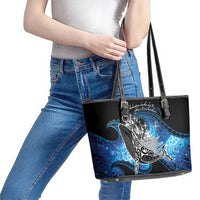 Maori Matariki Te Araroa Paikea Starry Leather Tote Bag Tangaroa Whakatauki LT7 - Polynesian Pride