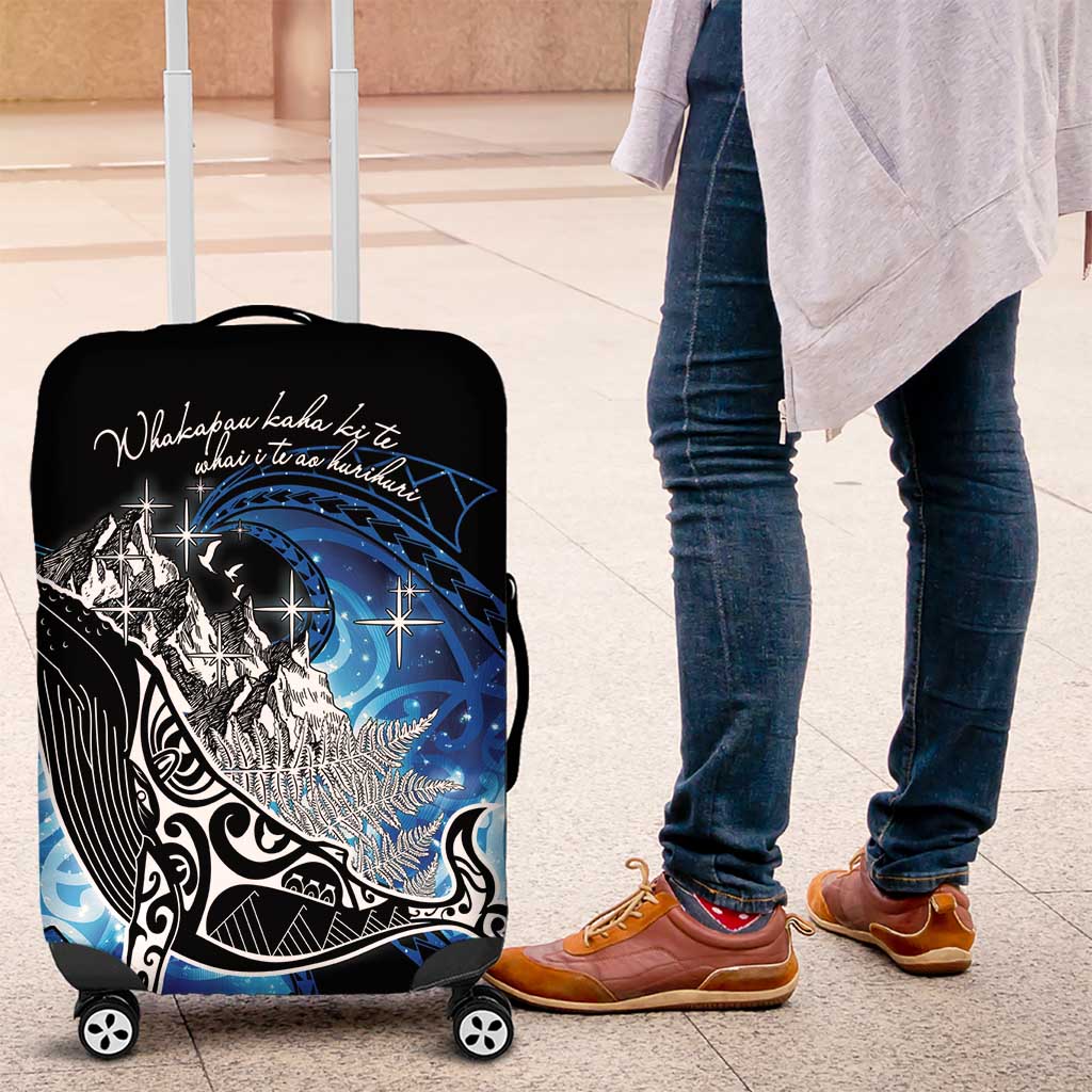 Maori Matariki Te Araroa Paikea Starry Luggage Cover Tangaroa Whakatauki LT7 Black - Polynesian Pride