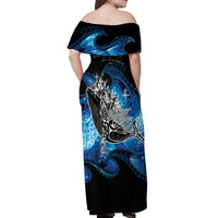 Maori Matariki Te Araroa Paikea Starry Off Shoulder Maxi Dress Tangaroa Whakatauki LT7 - Polynesian Pride
