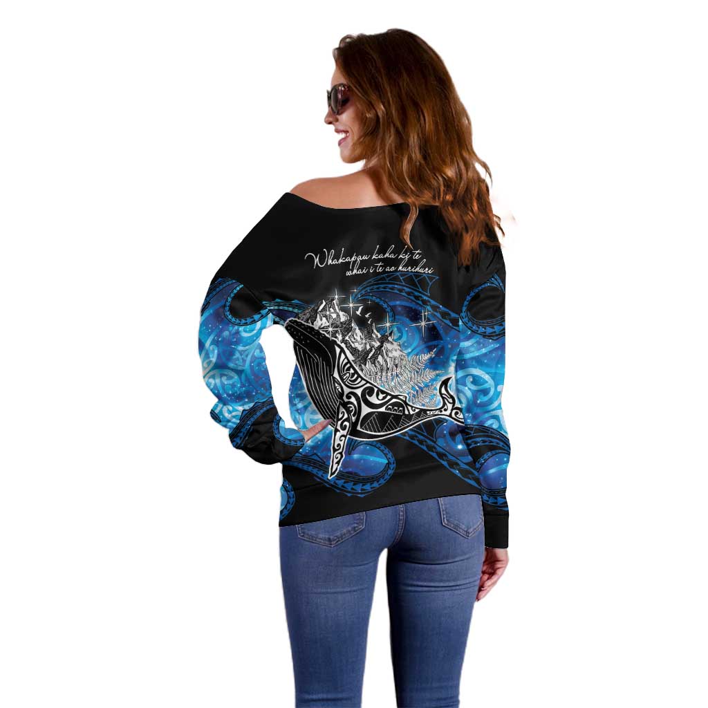 Maori Matariki Te Araroa Paikea Starry Off Shoulder Sweater Tangaroa Whakatauki LT7 - Polynesian Pride