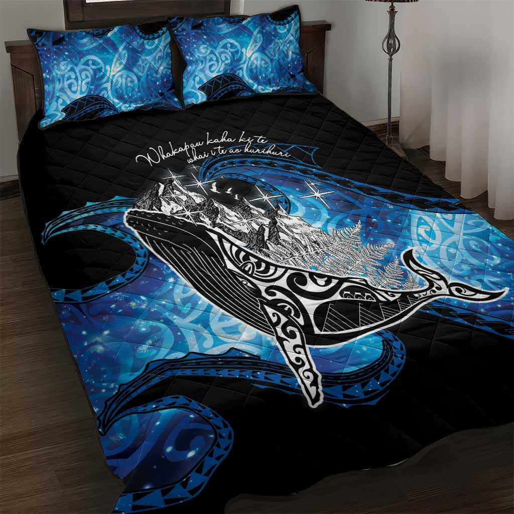 Maori Matariki Te Araroa Paikea Starry Quilt Bed Set Tangaroa Whakatauki LT7 Black - Polynesian Pride