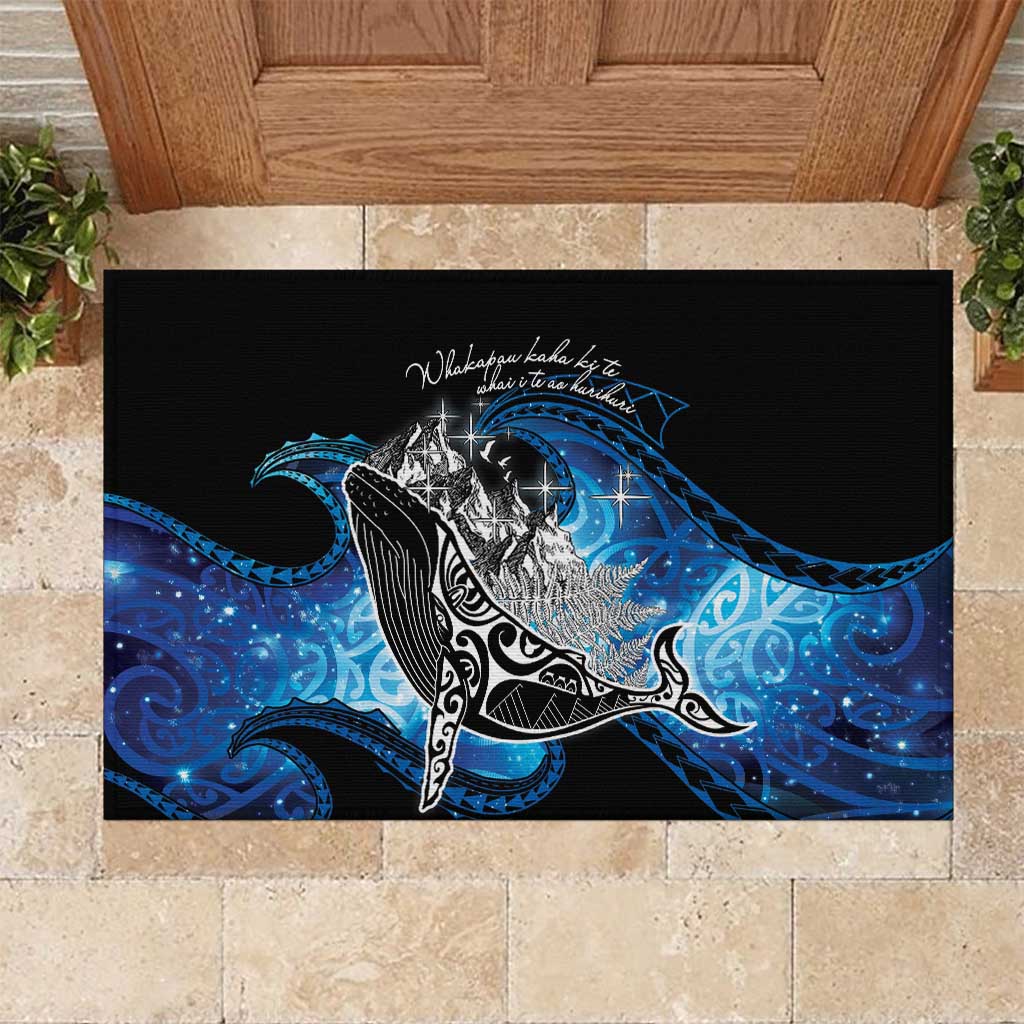 Maori Matariki Te Araroa Paikea Starry Rubber Doormat Tangaroa Whakatauki LT7 Black - Polynesian Pride
