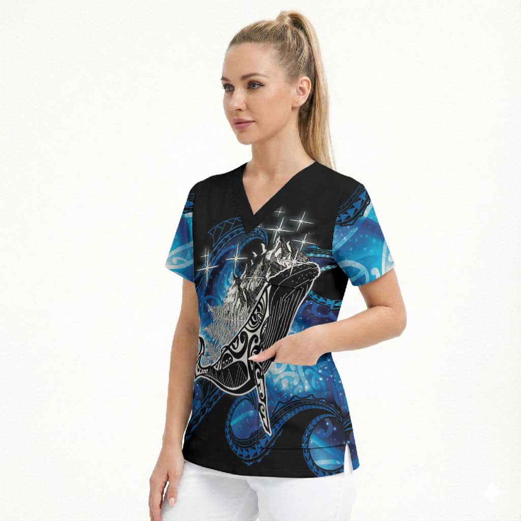 Maori Matariki Te Araroa Paikea Starry Scrub Top Tangaroa Whakatauki LT7 - Polynesian Pride