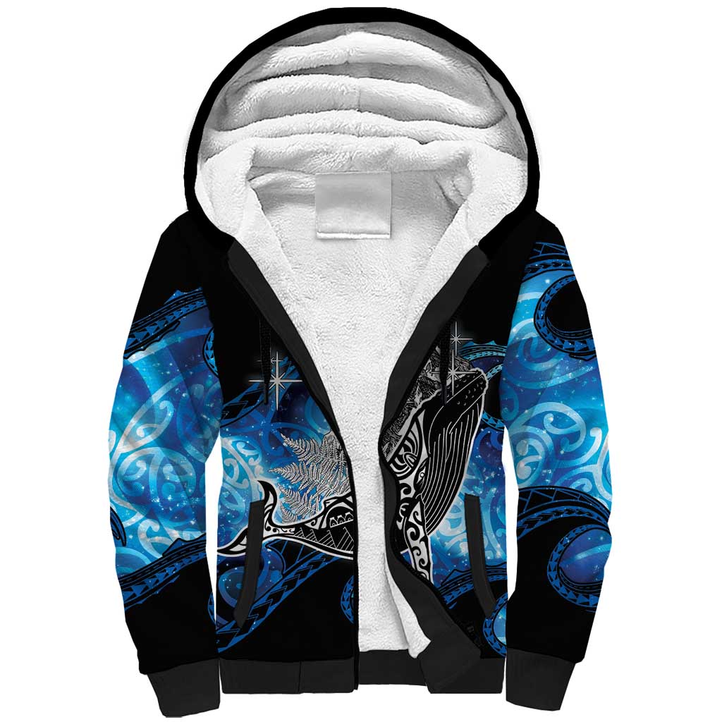 Maori Matariki Te Araroa Paikea Starry Sherpa Hoodie Tangaroa Whakatauki LT7 Unisex Black - Polynesian Pride