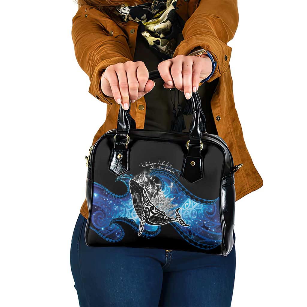 Maori Matariki Te Araroa Paikea Starry Shoulder Handbag Tangaroa Whakatauki LT7 One Size Black - Polynesian Pride