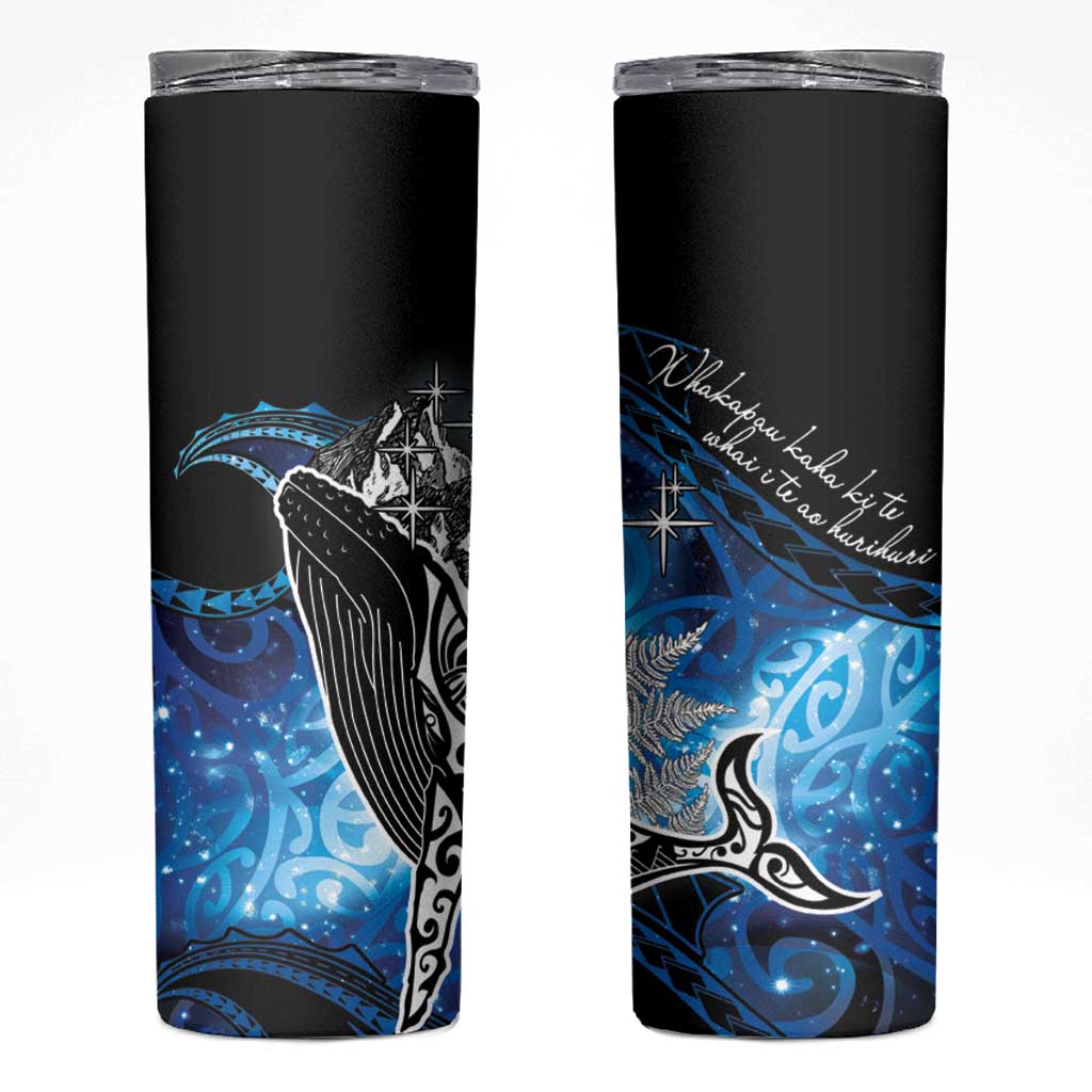 Maori Matariki Te Araroa Paikea Starry Skinny Tumbler Tangaroa Whakatauki LT7 Black - Polynesian Pride