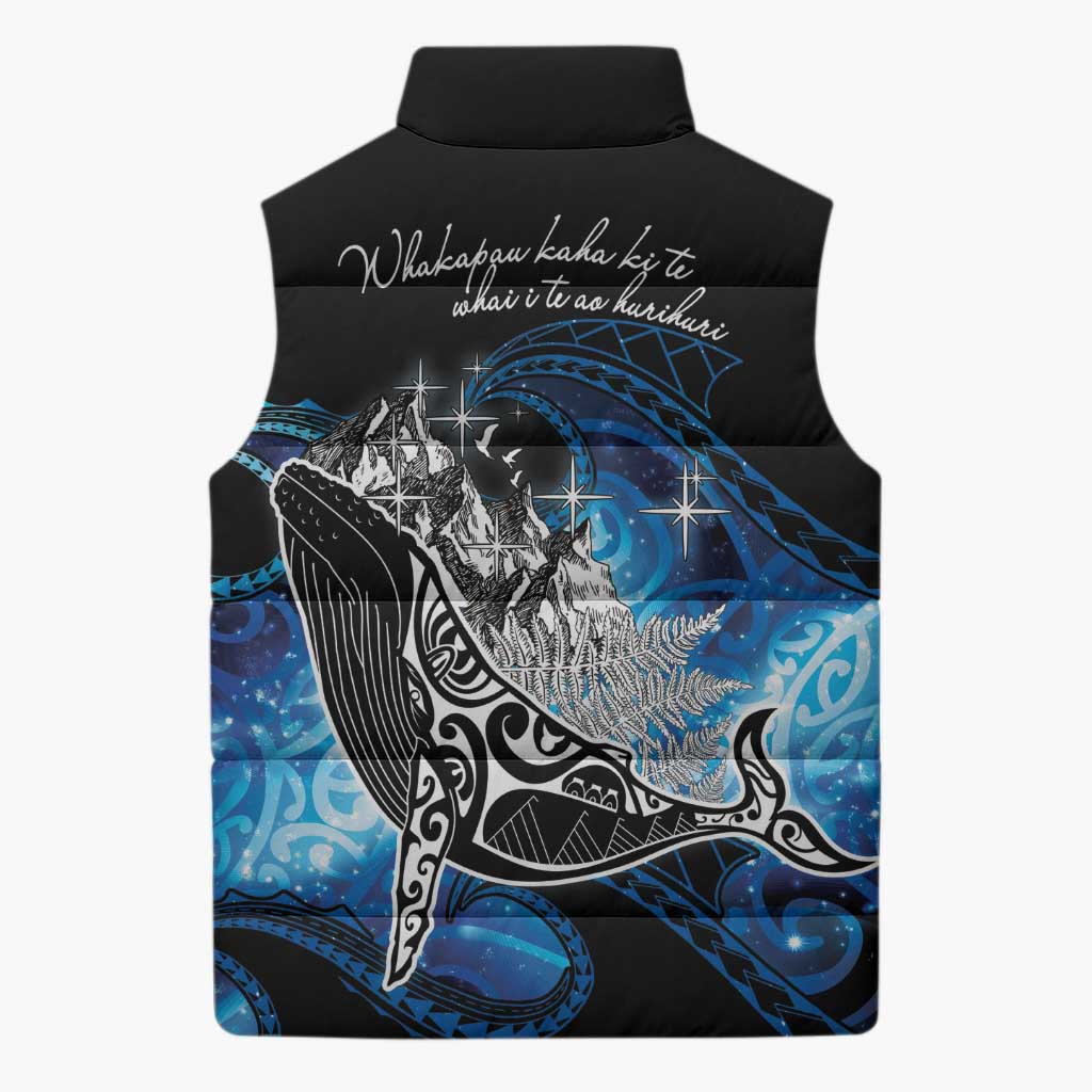 Maori Matariki Te Araroa Paikea Starry Sleeveless Puffer Jacket Tangaroa Whakatauki LT7 - Polynesian Pride