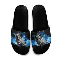 Maori Matariki Te Araroa Paikea Starry Slide Sandals Tangaroa Whakatauki LT7 Black - Polynesian Pride