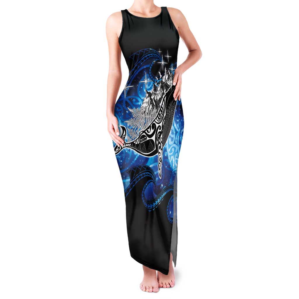 Maori Matariki Te Araroa Paikea Starry Tank Maxi Dress Tangaroa Whakatauki LT7 Women Black - Polynesian Pride