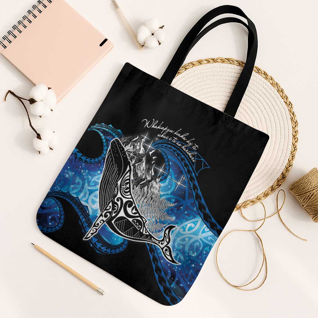 Maori Matariki Te Araroa Paikea Starry Tote Bag Tangaroa Whakatauki LT7 Black Strap One Size Black - Polynesian Pride