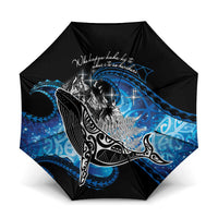 Maori Matariki Te Araroa Paikea Starry Umbrella Tangaroa Whakatauki LT7 One Size Folded 11.42 inch Opened Diameter 37.4 inch Black - Polynesian Pride