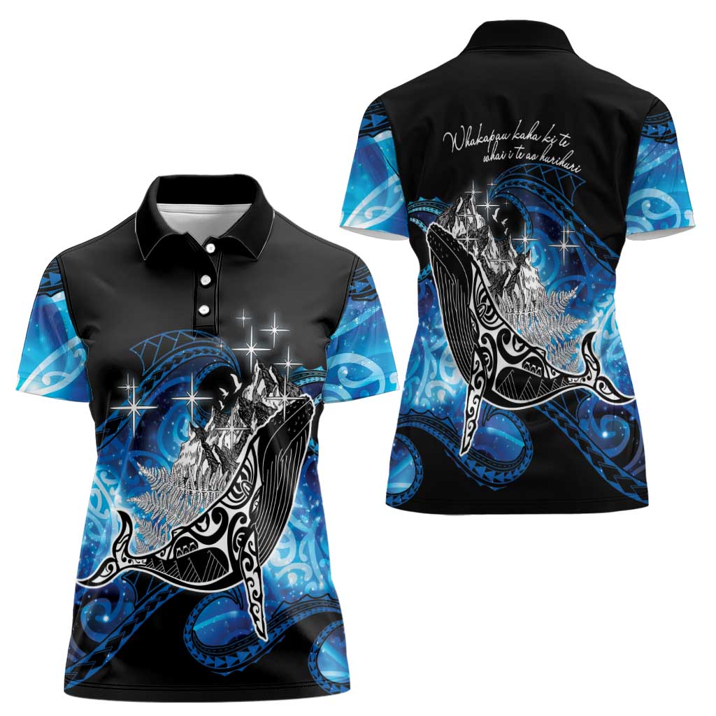 Maori Matariki Te Araroa Paikea Starry Women Polo Shirt Tangaroa Whakatauki LT7 - Polynesian Pride