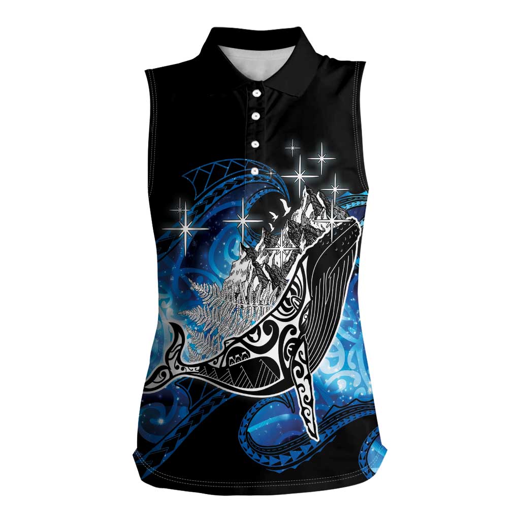 Maori Matariki Te Araroa Paikea Starry Women Sleeveless Polo Shirt Tangaroa Whakatauki