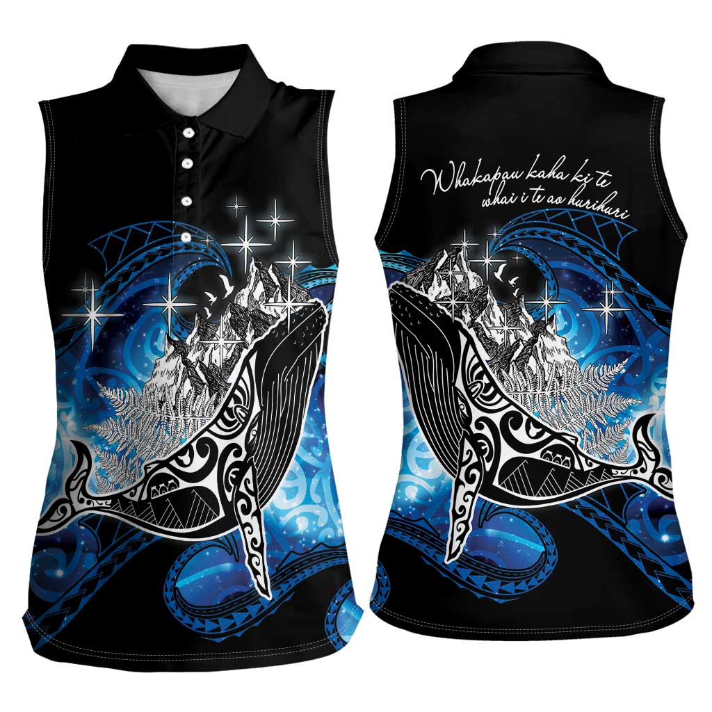 Maori Matariki Te Araroa Paikea Starry Women Sleeveless Polo Shirt Tangaroa Whakatauki