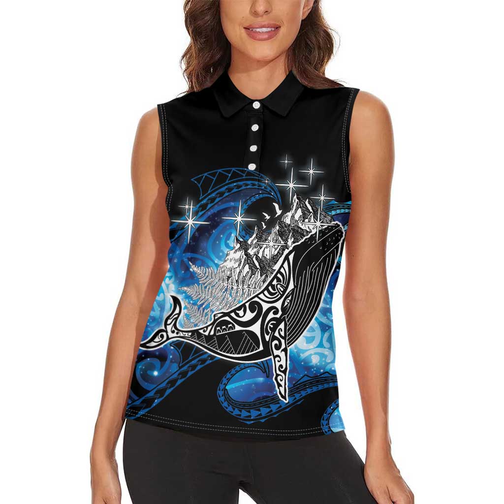 Maori Matariki Te Araroa Paikea Starry Women Sleeveless Polo Shirt Tangaroa Whakatauki