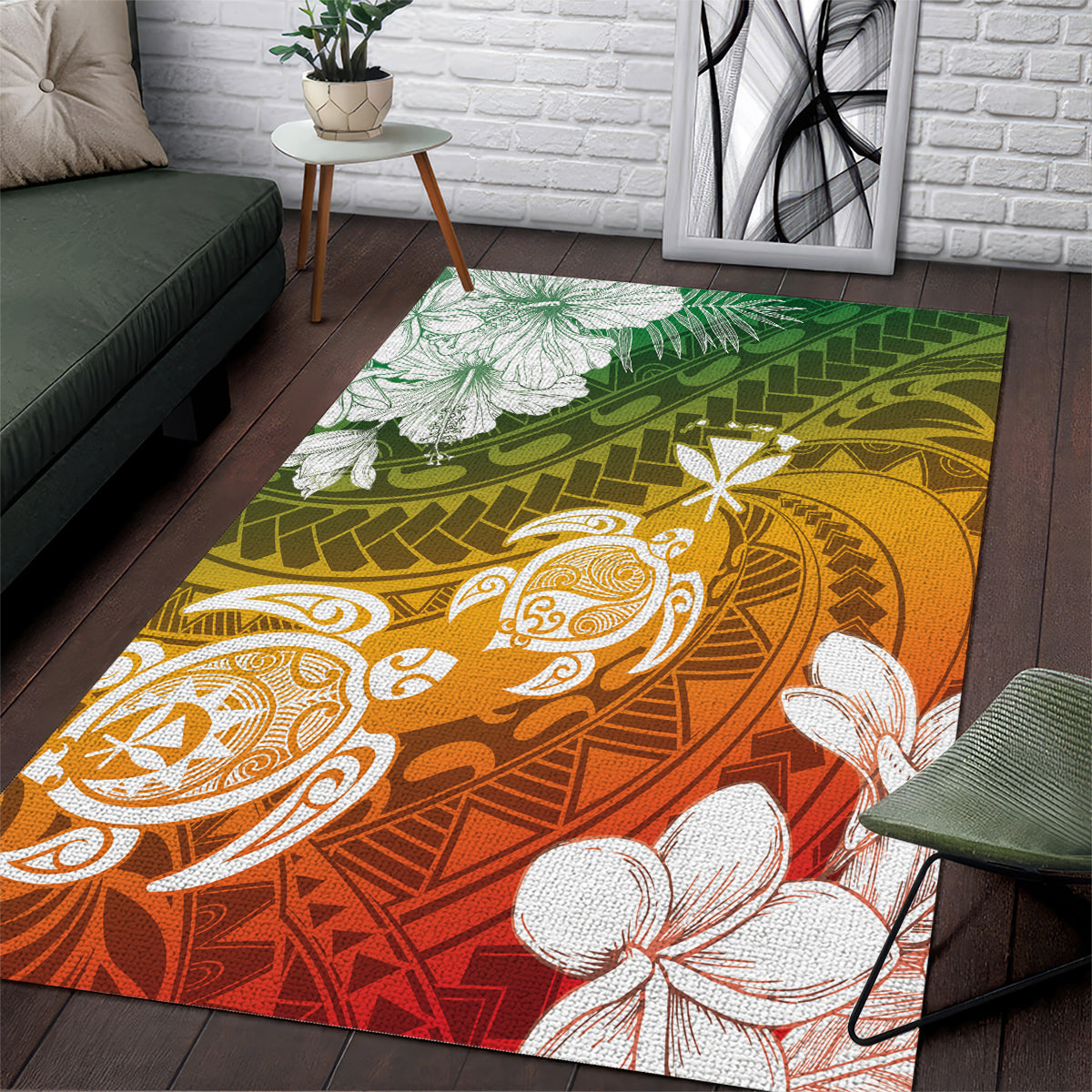 Kanaka Maoli Hawaii Flag Day Area Rug Vibrant Frangipani