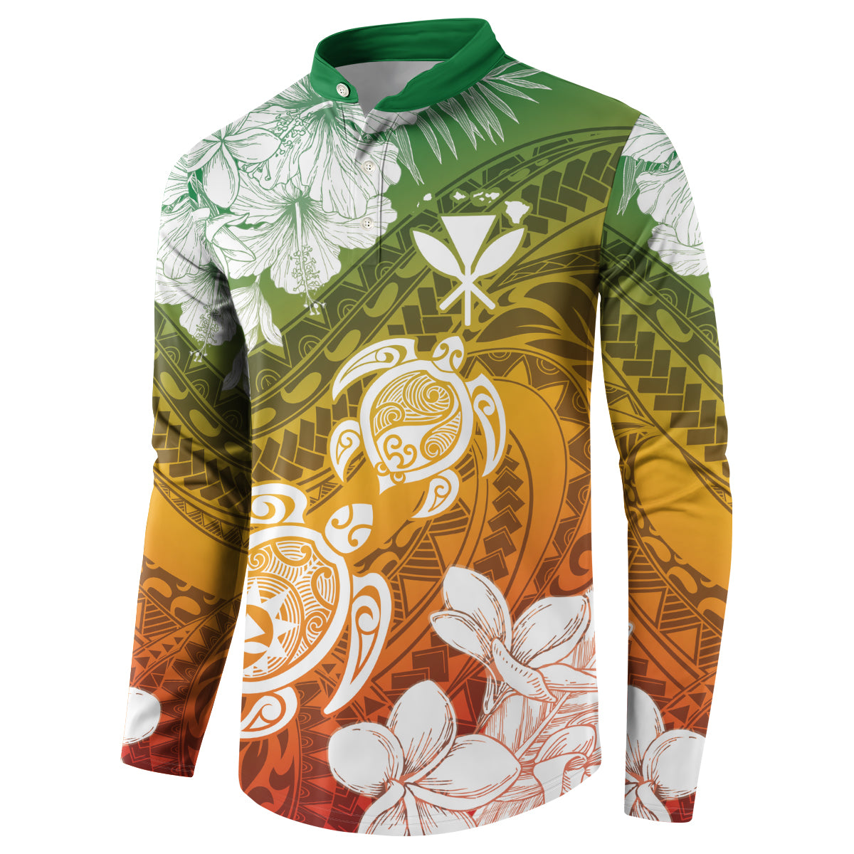 Kanaka Maoli Hawaii Flag Day Button Sweatshirt Vibrant Frangipani
