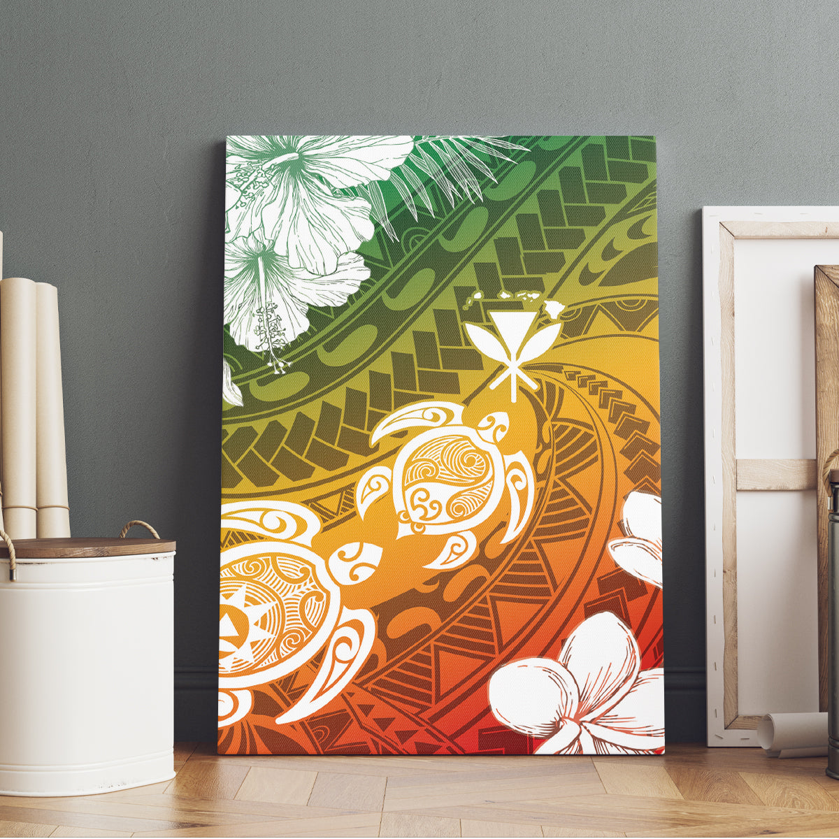 Kanaka Maoli Hawaii Flag Day Canvas Wall Art Vibrant Frangipani