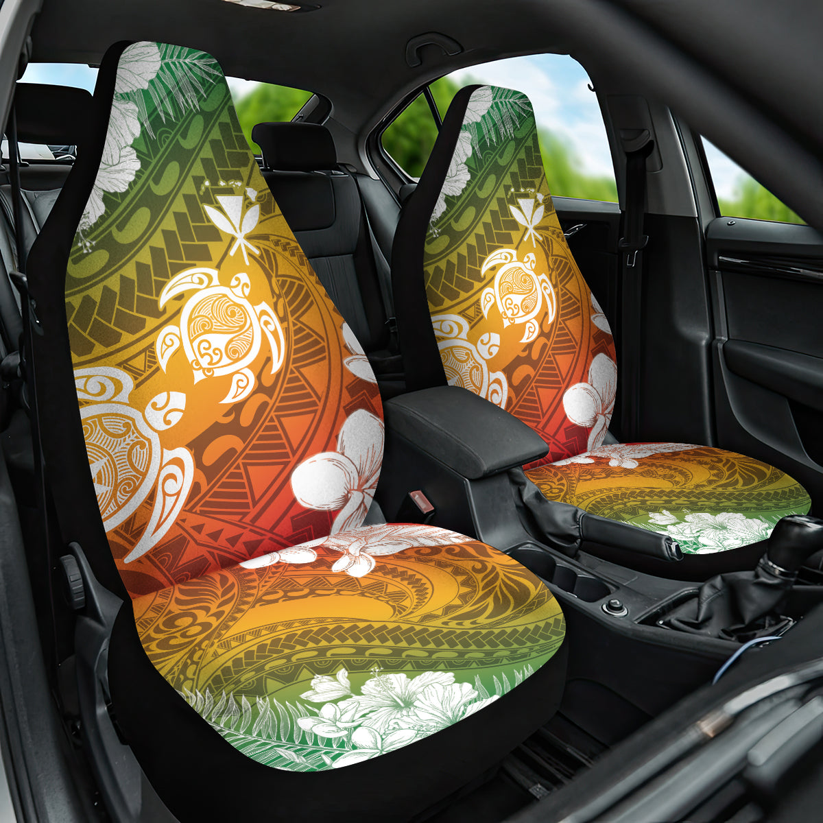 Kanaka Maoli Hawaii Flag Day Car Seat Cover Vibrant Frangipani