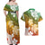 Kanaka Maoli Hawaii Flag Day Couples Matching Off Shoulder Maxi Dress and Hawaiian Shirt Vibrant Frangipani