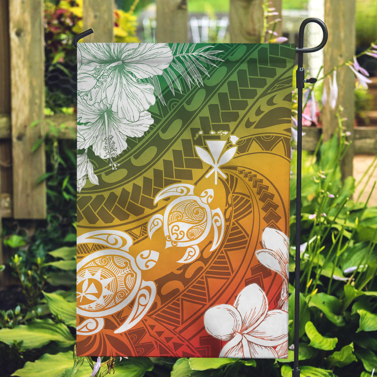 Kanaka Maoli Hawaii Flag Day Garden Flag Vibrant Frangipani