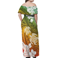 Kanaka Maoli Hawaii Flag Day Off Shoulder Maxi Dress Vibrant Frangipani