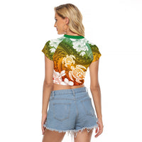 Kanaka Maoli Hawaii Flag Day Raglan Cropped T Shirt Vibrant Frangipani