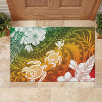 Kanaka Maoli Hawaii Flag Day Rubber Doormat Vibrant Frangipani