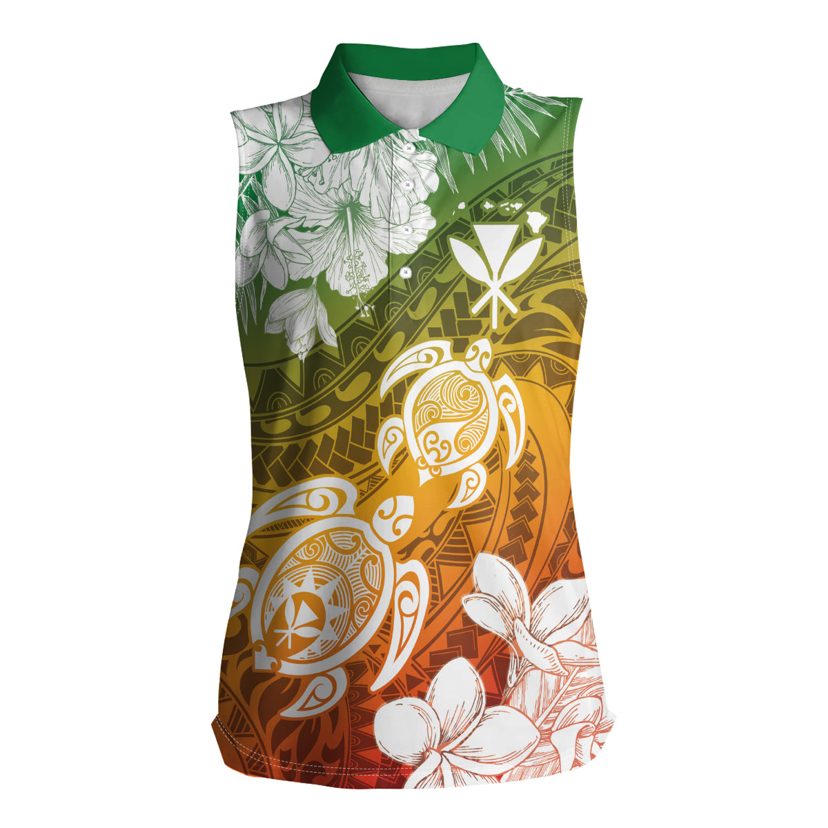 Kanaka Maoli Hawaii Flag Day Women Sleeveless Polo Shirt Vibrant Frangipani