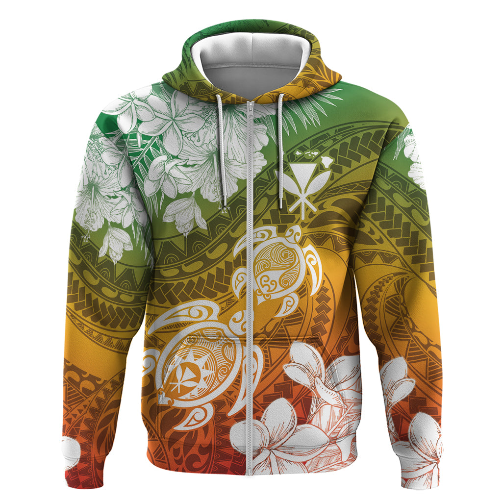 Kanaka Maoli Hawaii Flag Day Zip Hoodie Vibrant Frangipani