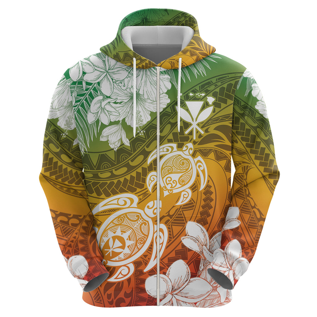 Kanaka Maoli Hawaii Flag Day Zip Hoodie Vibrant Frangipani