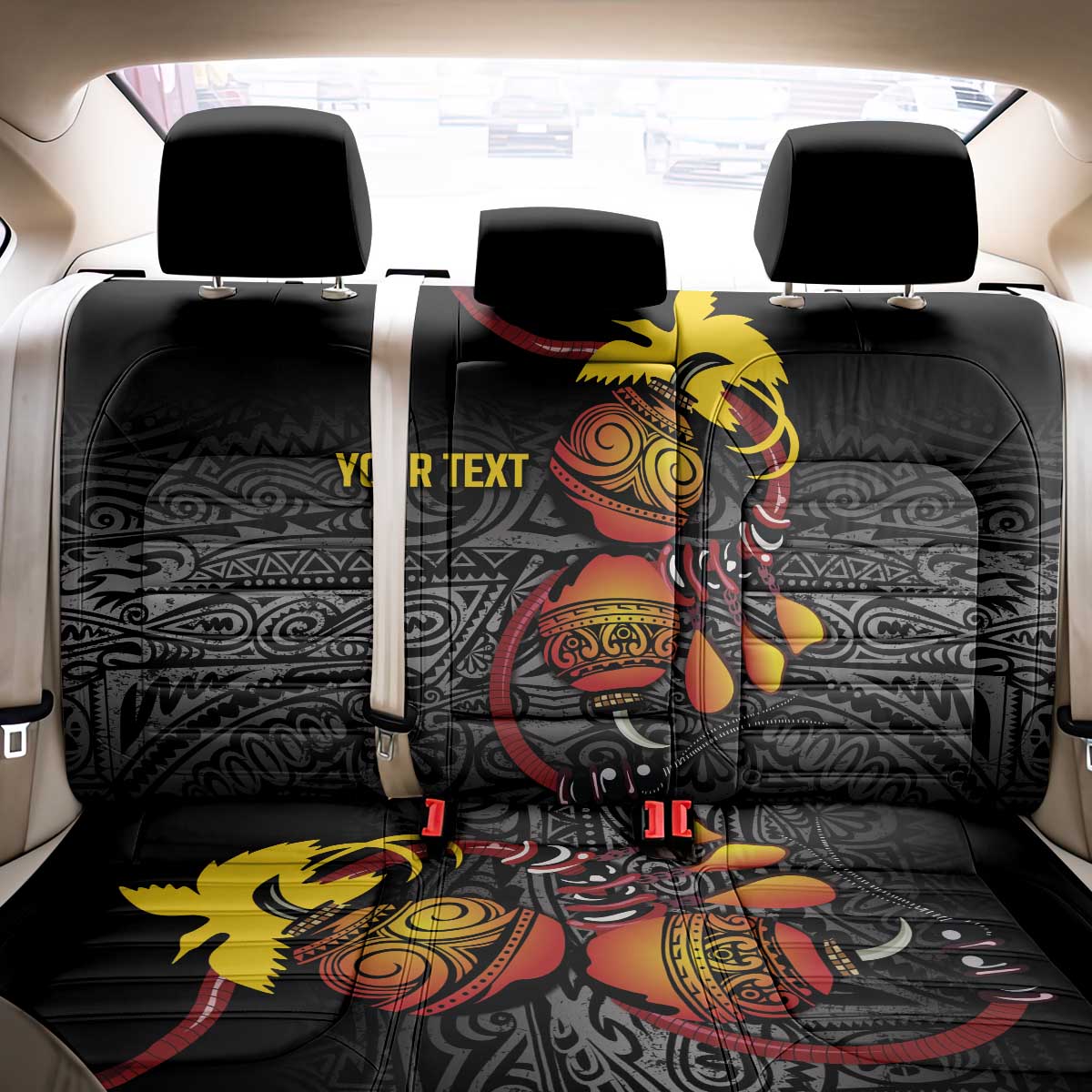 Personalized Papua New Guinea Milne Bay Back Car Seat Cover Bagi Necklace Mix Lime Pot Grunge