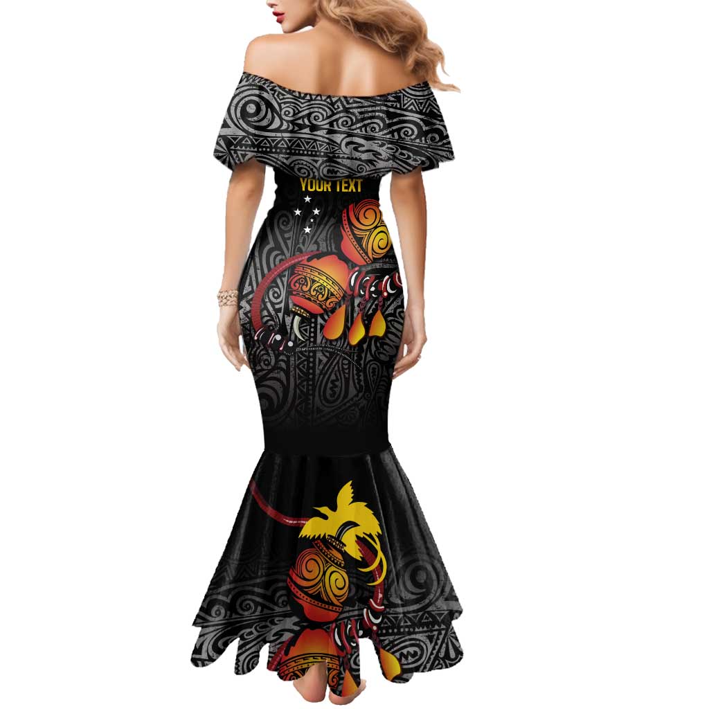 Personalized Papua New Guinea Milne Bay Family Matching Mermaid Dress and Hawaiian Shirt Bagi Necklace Mix Lime Pot Grunge