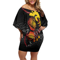 Personalized Papua New Guinea Milne Bay Family Matching Off Shoulder Short Dress and Hawaiian Shirt Bagi Necklace Mix Lime Pot Grunge