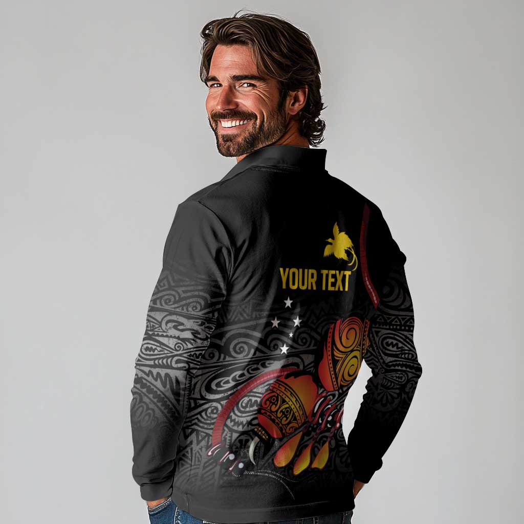 Personalized Papua New Guinea Milne Bay Long Sleeve Polo Shirt Bagi Necklace Mix Lime Pot Grunge