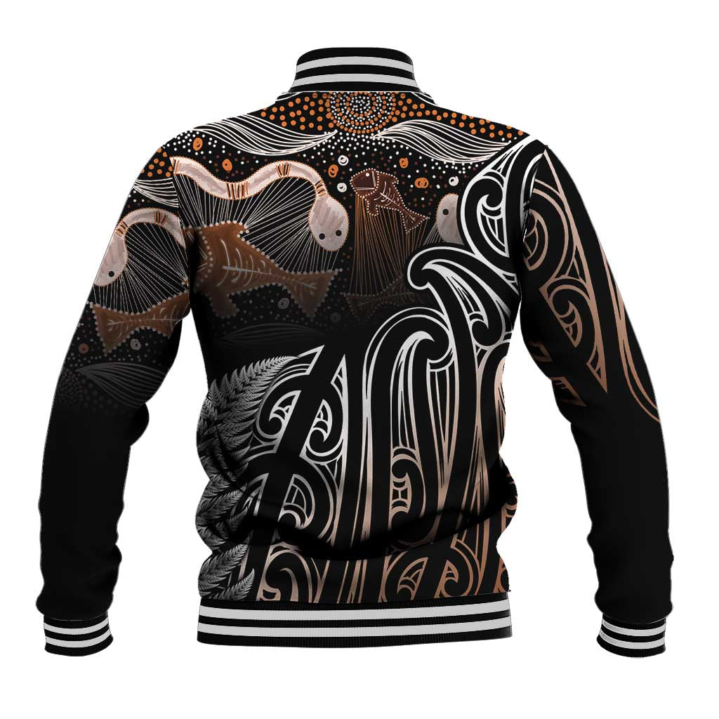Aotearoa Maori - Australia Indigenous Baseball Jacket Koiri Whakairo Mix Aboriginal Art LT7 - Polynesian Pride
