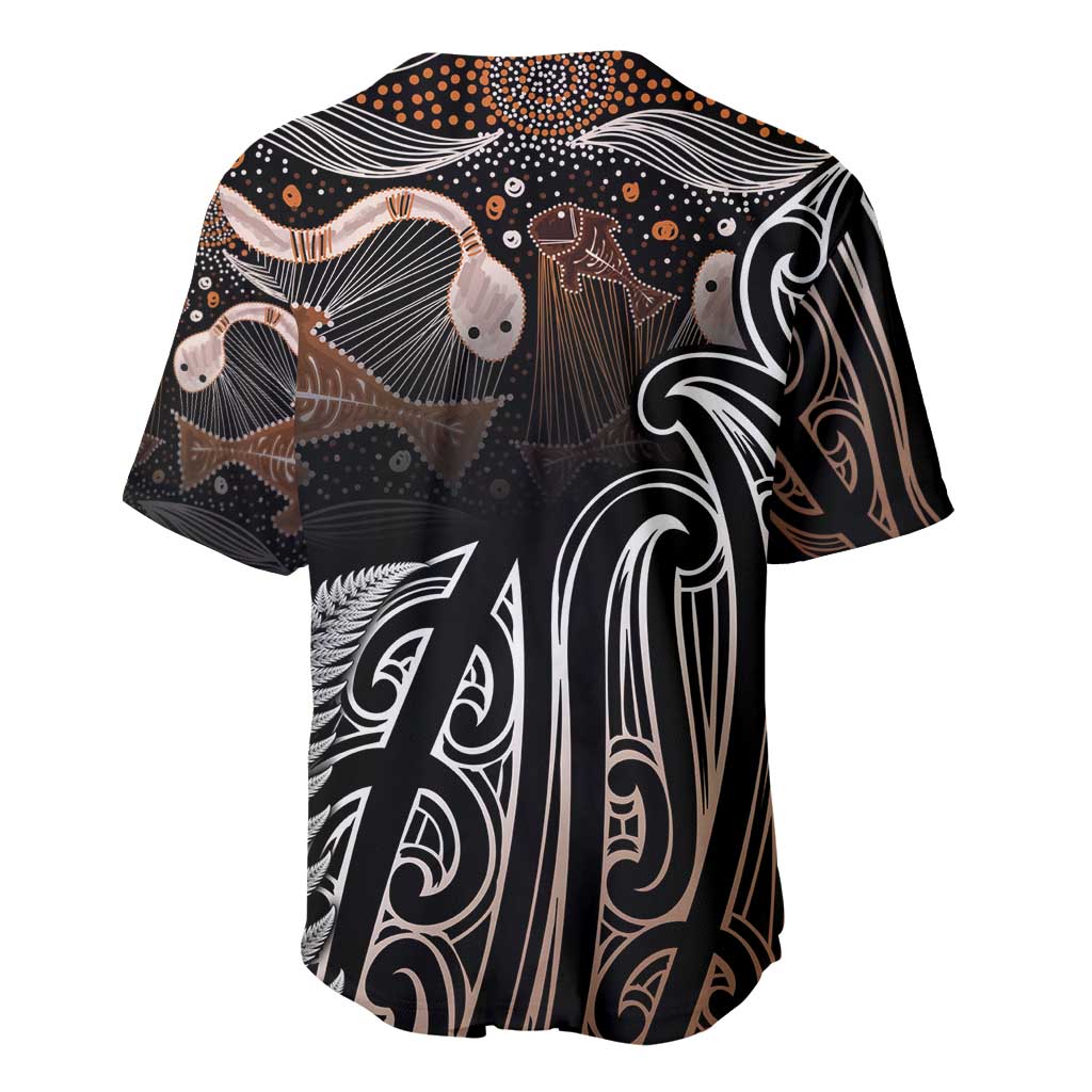 Aotearoa Maori - Australia Indigenous Baseball Jersey Koiri Whakairo Mix Aboriginal Art - Polynesian Pride