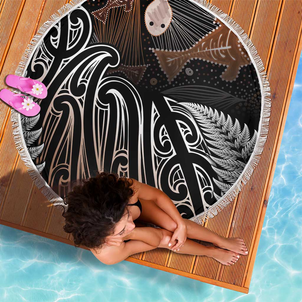 Aotearoa Maori - Australia Indigenous Beach Blanket Koiri Whakairo Mix Aboriginal Art LT7 - Polynesian Pride