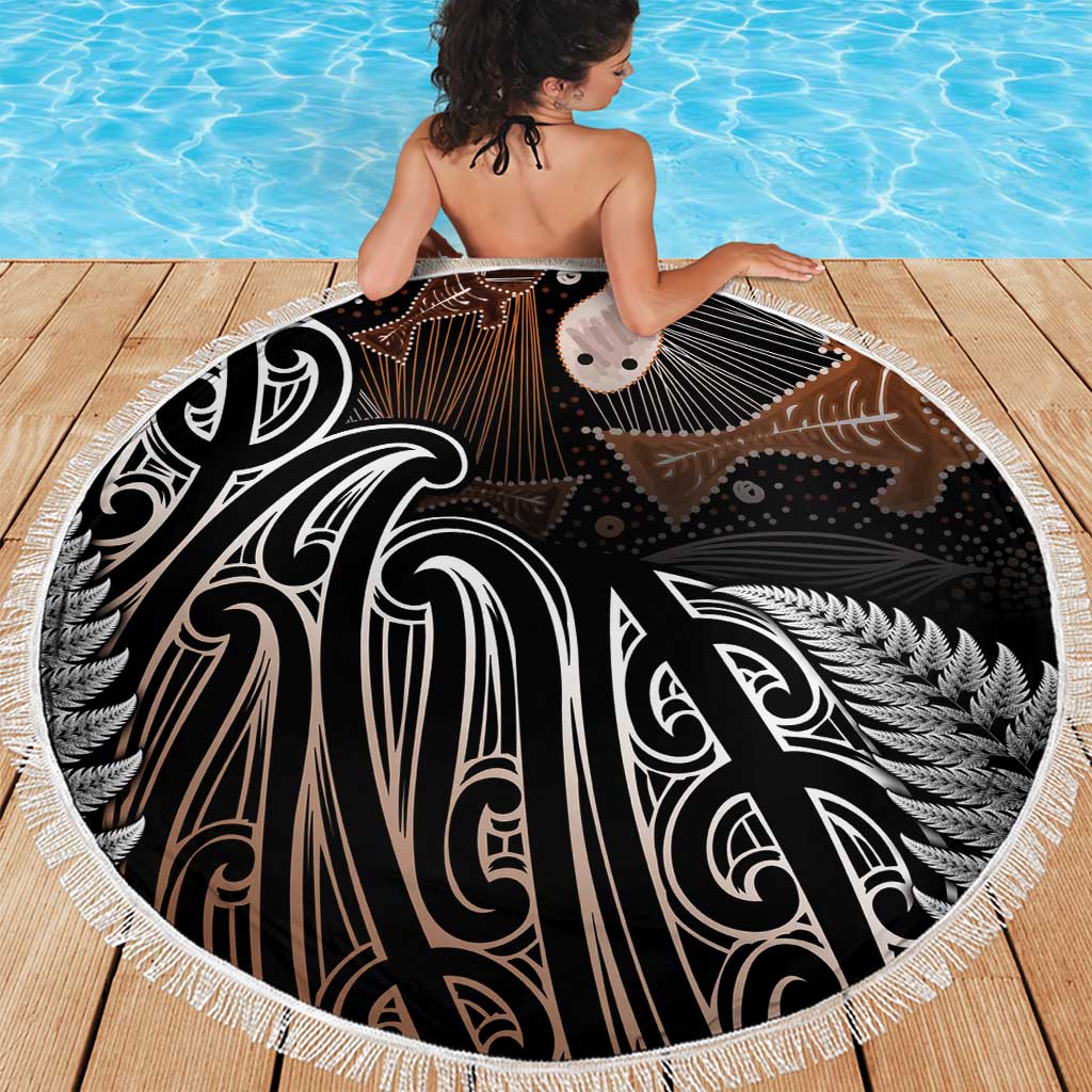 Aotearoa Maori - Australia Indigenous Beach Blanket Koiri Whakairo Mix Aboriginal Art LT7 - Polynesian Pride