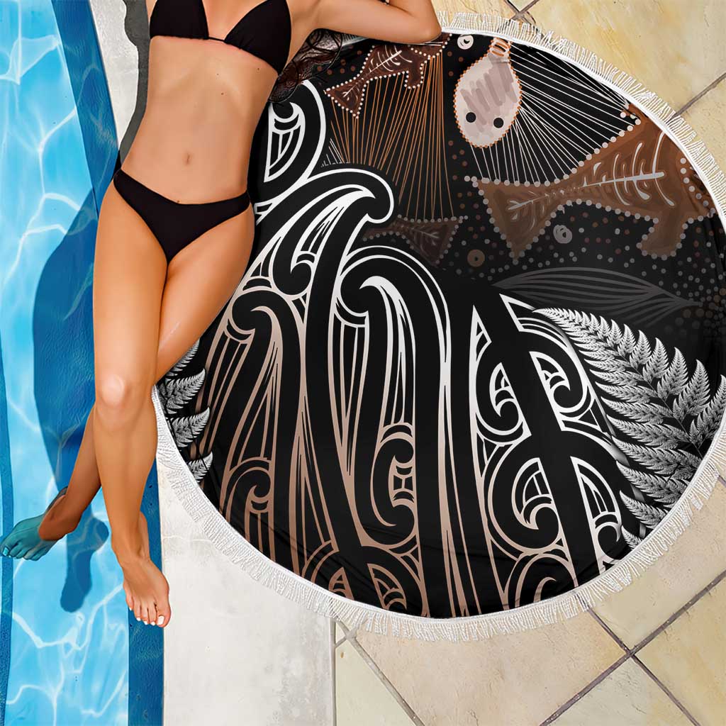 Aotearoa Maori - Australia Indigenous Beach Blanket Koiri Whakairo Mix Aboriginal Art LT7 - Polynesian Pride