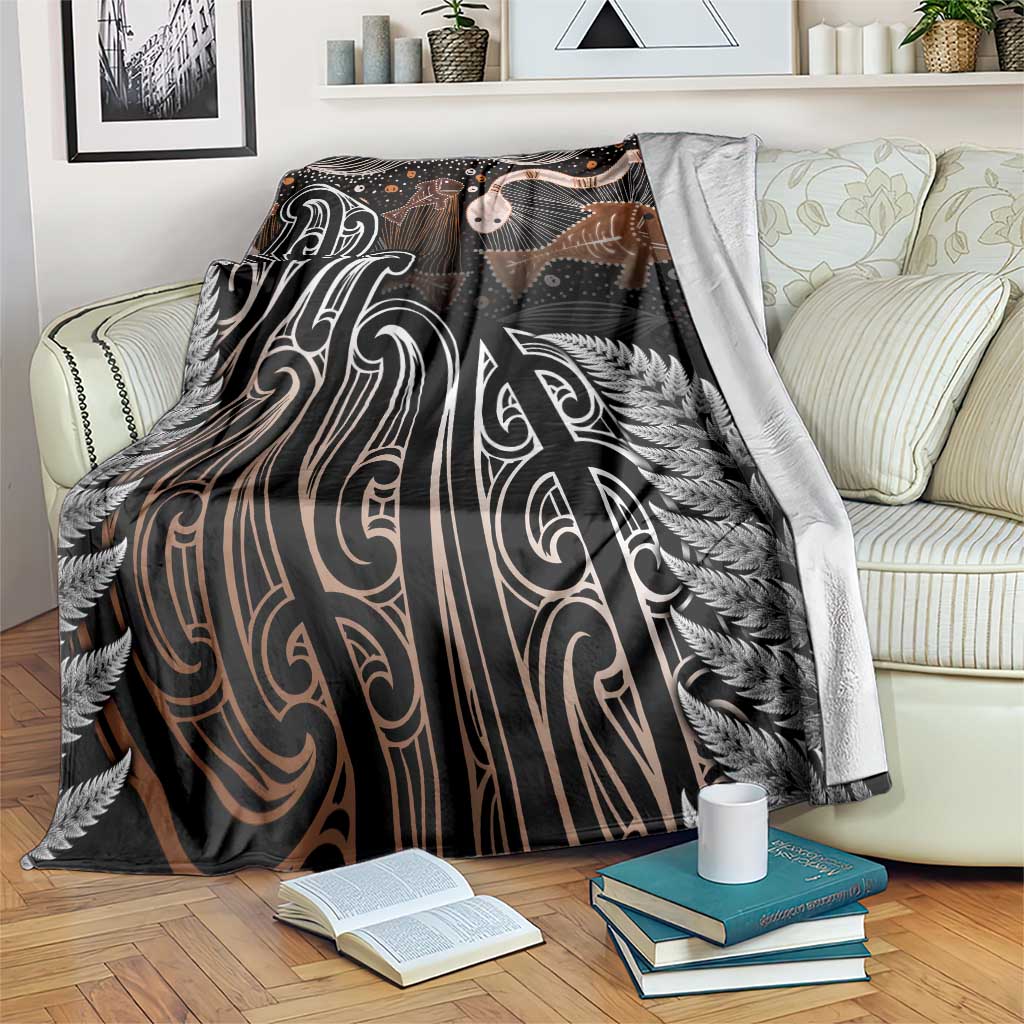 Aotearoa Maori - Australia Indigenous Blanket Koiri Whakairo Mix Aboriginal Art LT7 Brown - Polynesian Pride