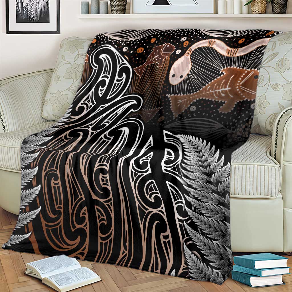 Aotearoa Maori - Australia Indigenous Blanket Koiri Whakairo Mix Aboriginal Art LT7 - Polynesian Pride