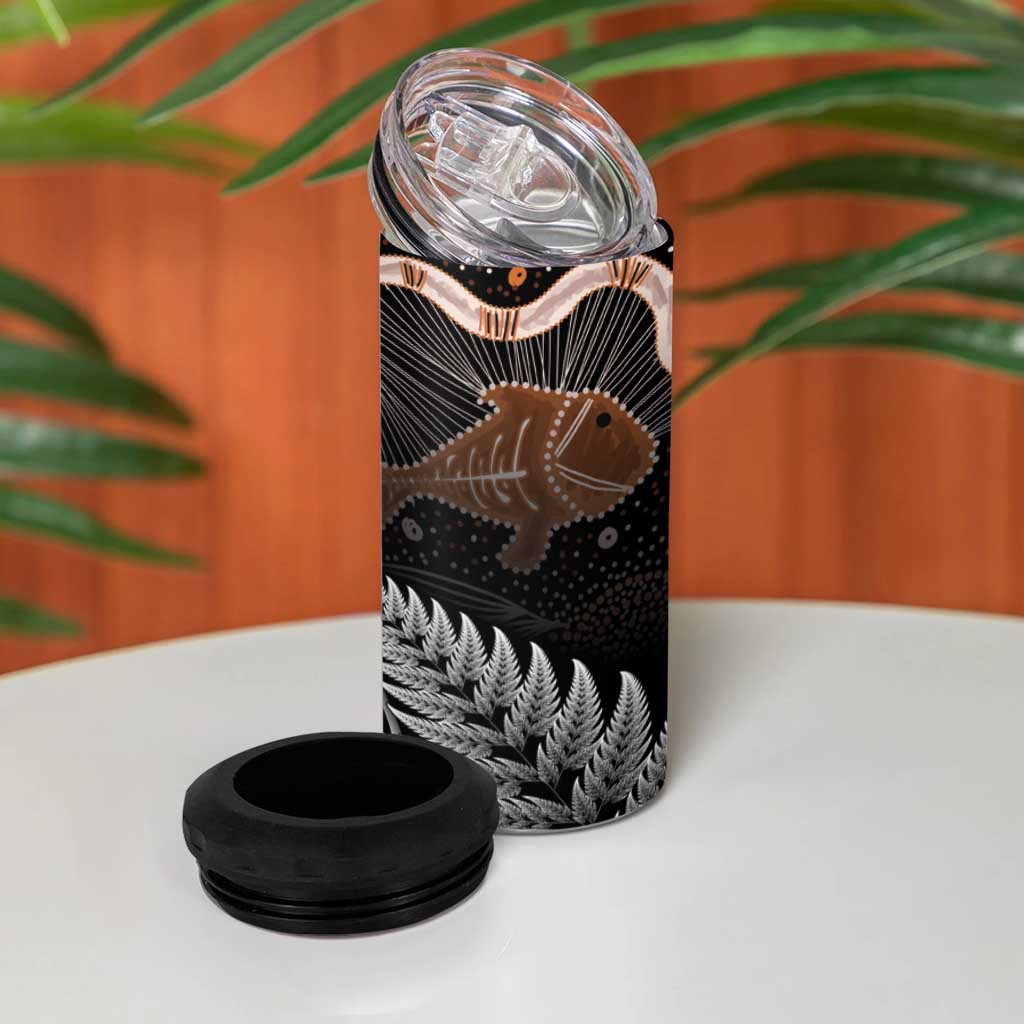 Aotearoa Maori - Australia Indigenous 4 in 1 Can Cooler Tumbler Koiri Whakairo Mix Aboriginal Art LT7 - Polynesian Pride